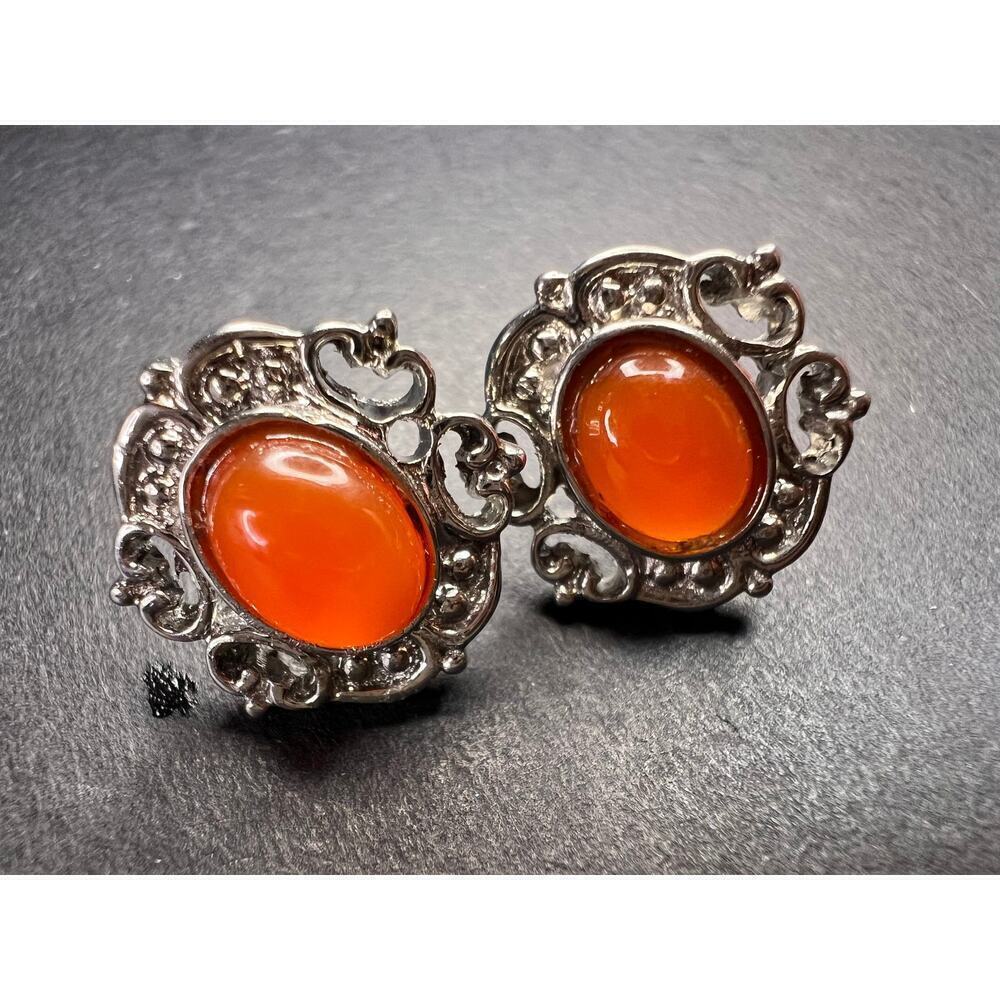 Carnelian stainless steel stud earrings